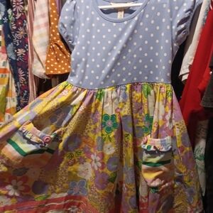 Matilda Jane Blue Polka Dot and Floral Kids Dress